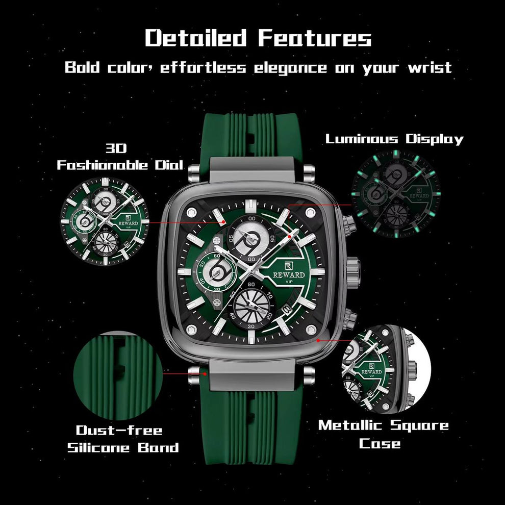 Reward Green Chronograph Luxury Sports Men's Watch